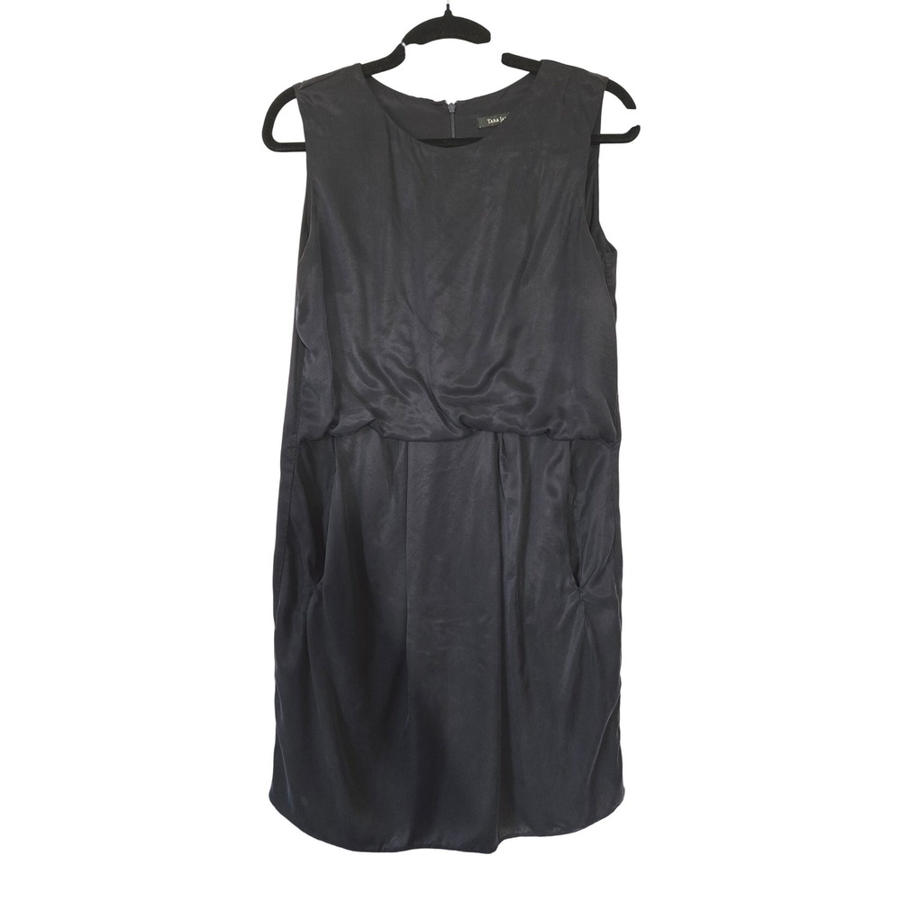 Tara Jarmon Cupro Draped Mini Dress Sleeveless 42 Made in France Blouson